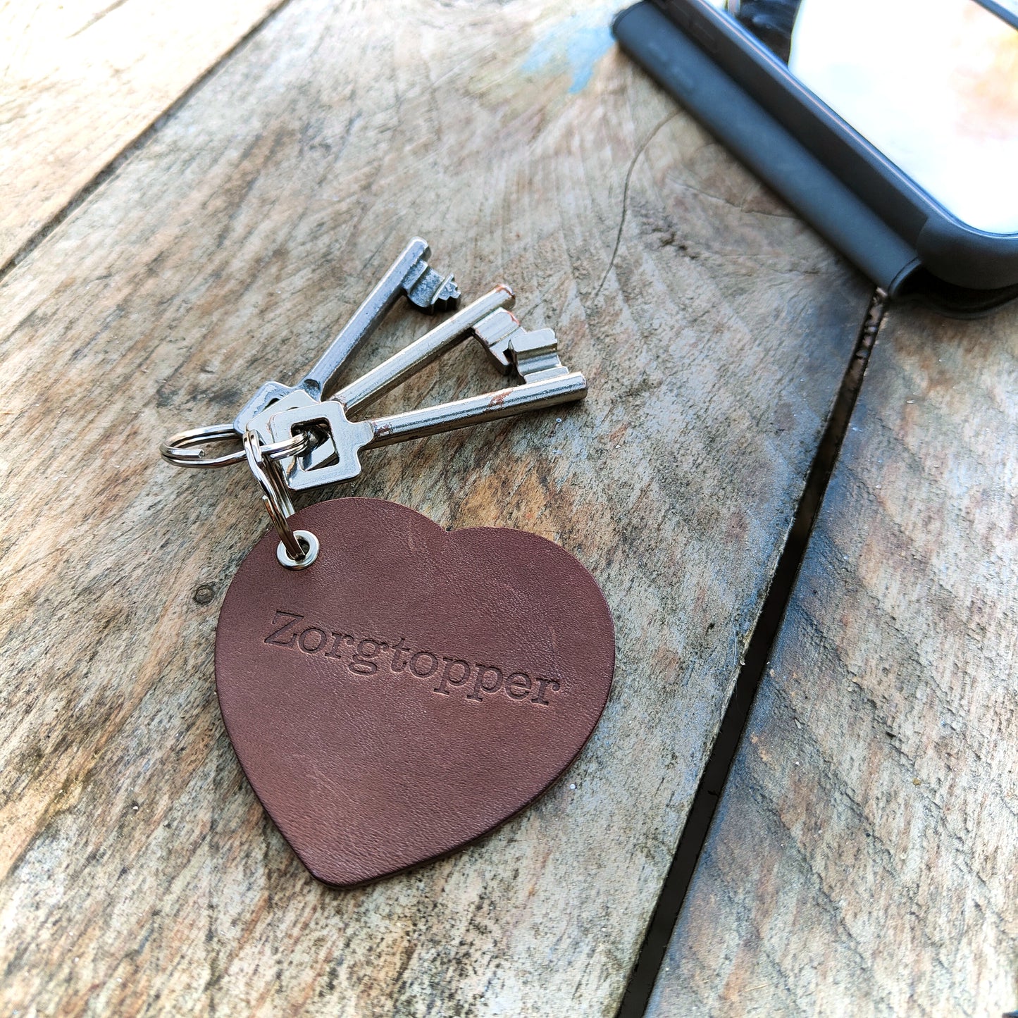 Leren sleutelhanger hart