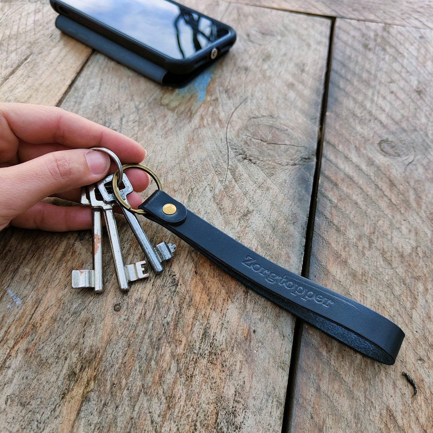 Leren sleutelhanger Deluxe ¨Eigen tekst/ naam¨