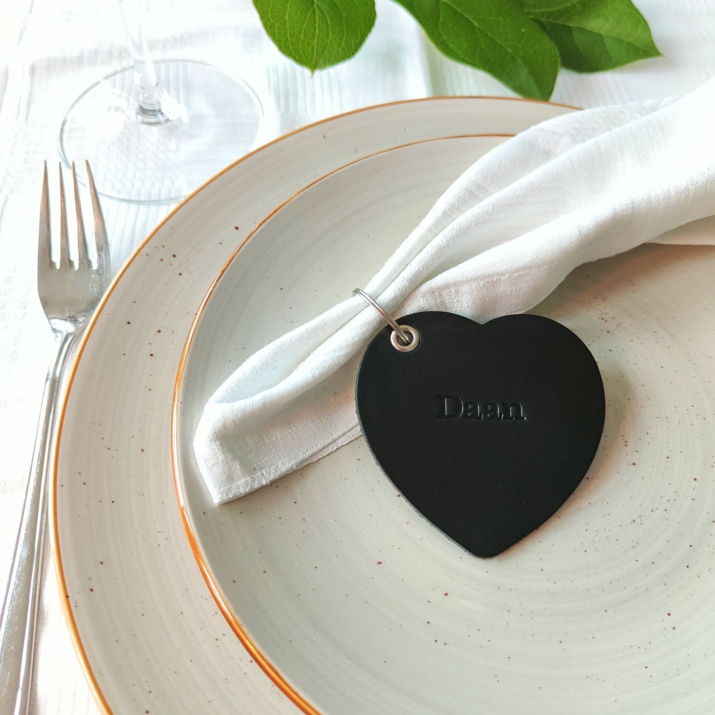 Leren sleutelhanger hart