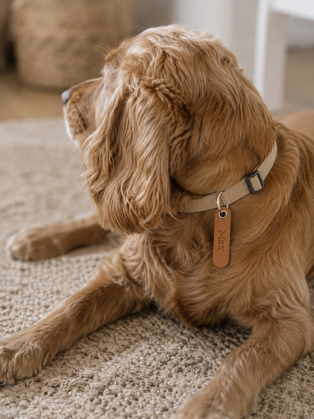 Leren honden penning met naam