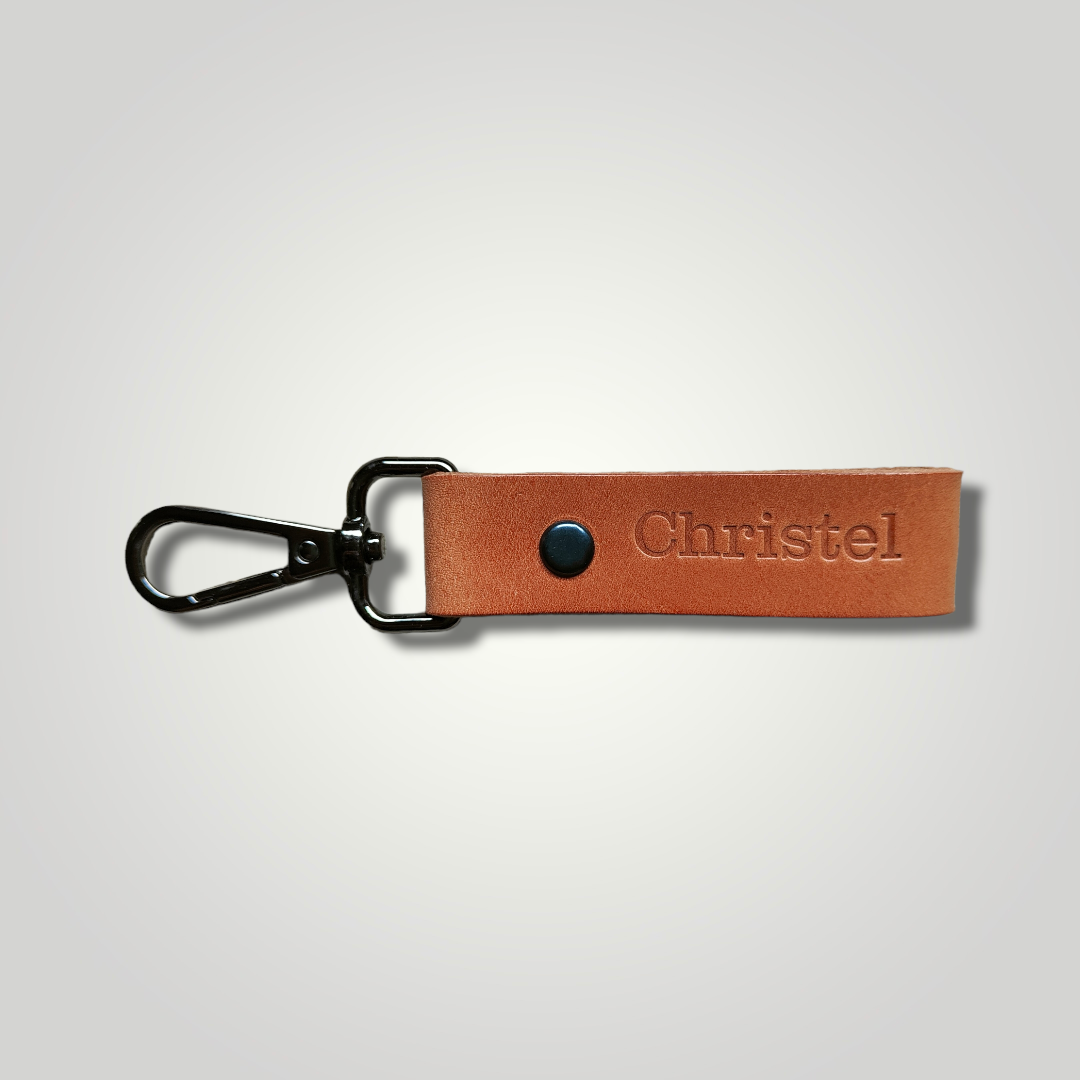 Leren sleutelhanger Robuust ¨eigen tekst/ naam¨.