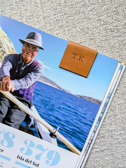 Leren boekenlegger met magneet