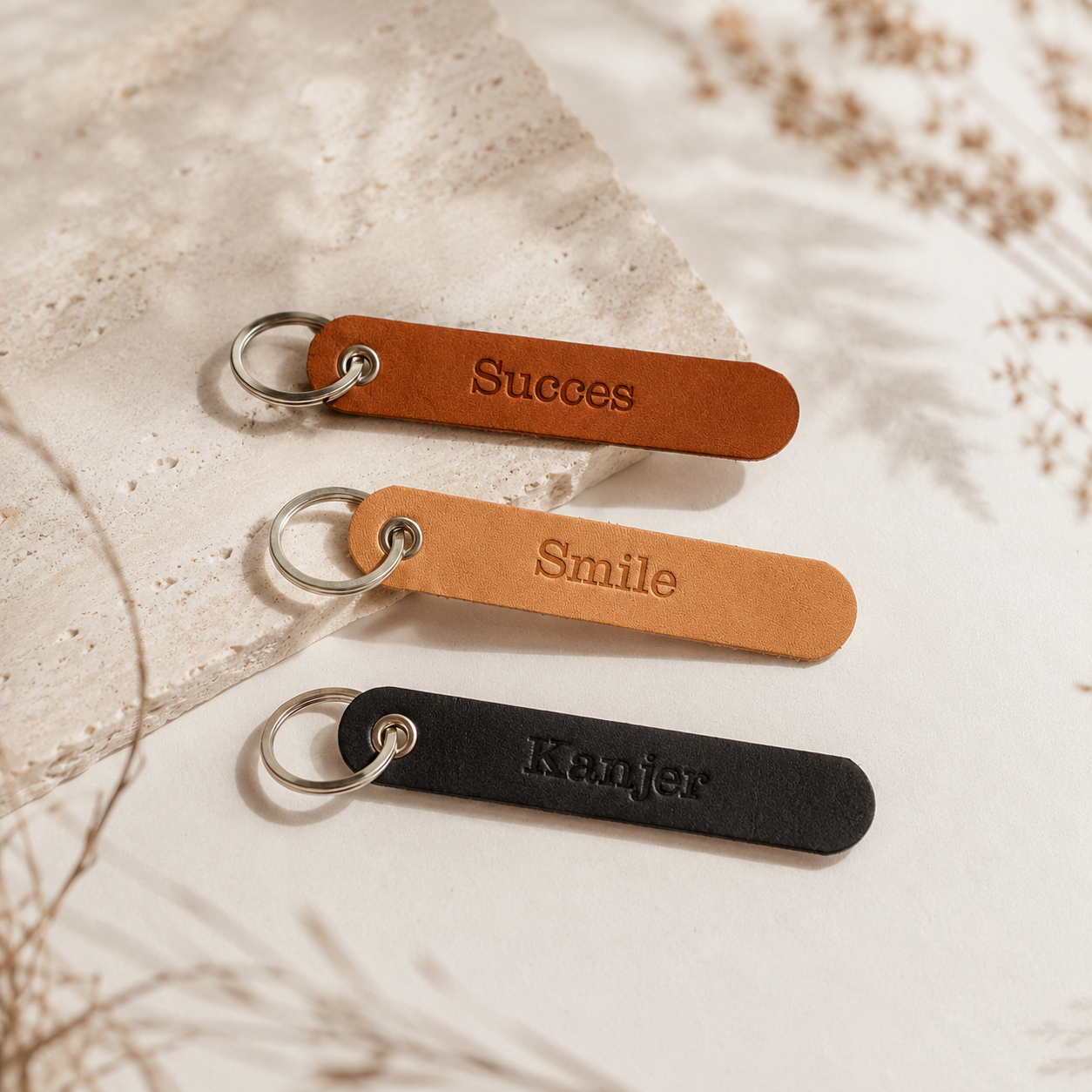 Leren sleutelhanger Slim